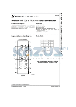 DP8482A datasheet - 100k ECL to TTL Level Translator with Latch