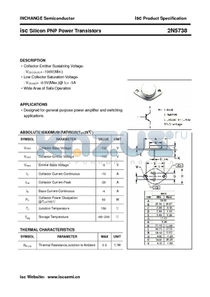 2N5738 datasheet - isc Silicon PNP Power Transistors