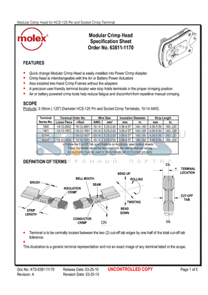 0638111170 datasheet - Modular Crimp Head Specification Sheet