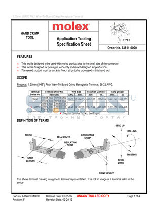 0638113770 datasheet - Application Tooling Specification Sheet