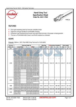 0638117575 datasheet - Hand Crimp Tool Specification Sheet