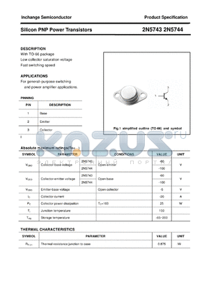 2N5743 datasheet - Silicon PNP Power Transistors