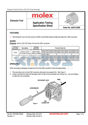 0638132400 datasheet - Application Tooling Specification Sheet