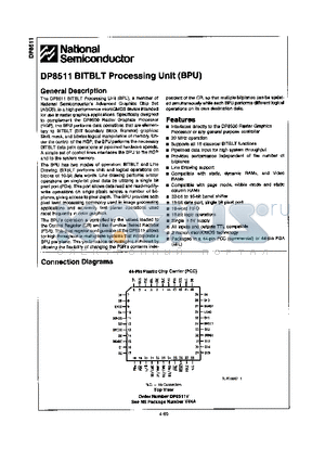 DP8511 datasheet - BITBLT PROCESSING UNIT(BPU)