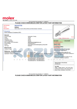 0638197700 datasheet - Hand Crimp Tool for Wire-to-Wire and Wire-to-Board Terminals