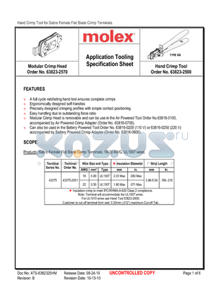 0638232500 datasheet - Application Tooling Specification Sheet