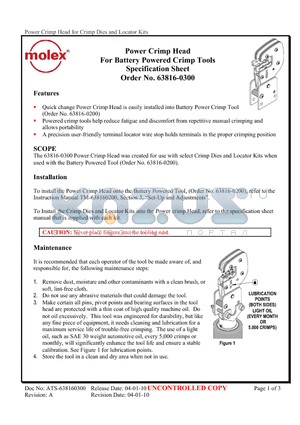 0638160300 datasheet - Power Crimp Head For Battery Powered Crimp Tools Specification Sheet