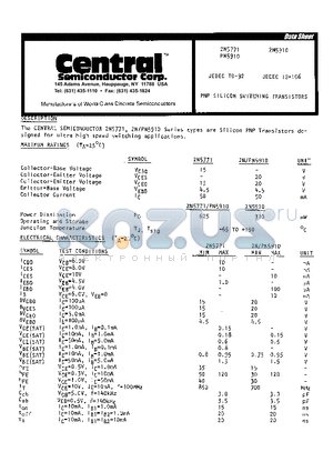 2N5771 datasheet - PMP SILICON SWITCHING TRANSISTORS