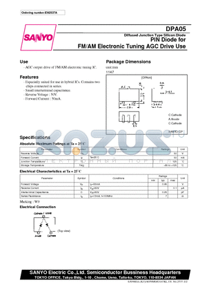 DPA05 datasheet - PIN Diode for FM/AM Electronic Tuning AGC Drive Use