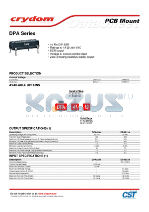 DPA4111 datasheet - 16 Pin DIP SSR