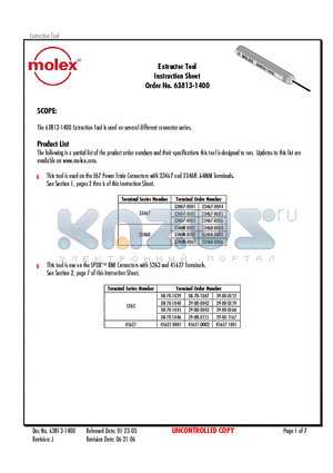 0638131400 datasheet - Extractor Tool Instruction Sheet
