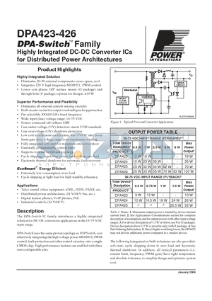 DPA423G-TL datasheet - Highly Integrated DC-DC Converter ICs for Distributed Power Architectures