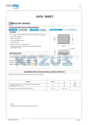 1SMC5348_03 datasheet - SURFACE MOUNT SILICON ZENER DIODES