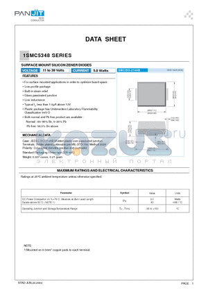 1SMC5348_04 datasheet - SURFACE MOUNT SILICON ZENER DIODES