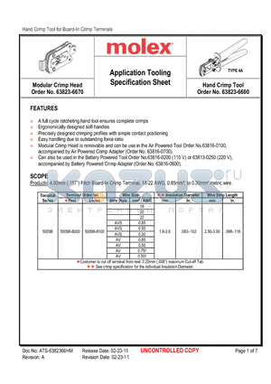 0638236675 datasheet - Application Tooling Specification Sheet