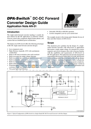 DPA423GN datasheet - DC-DC Forward Converter Design Guide Application Note AN-31