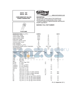 2N5783_11 datasheet - COMPLEMENTARY SILICON POWER TRANSISTORS