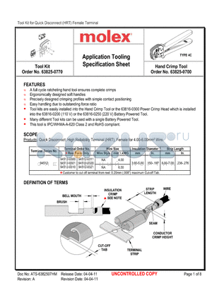 0638250775 datasheet - Application Tooling Specification Sheet