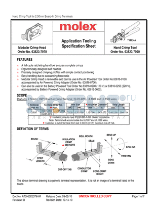 0638237975 datasheet - Application Tooling Specification Sheet