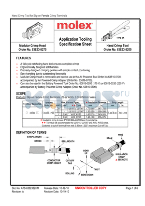 0638238275 datasheet - Application Tooling Specification Sheet