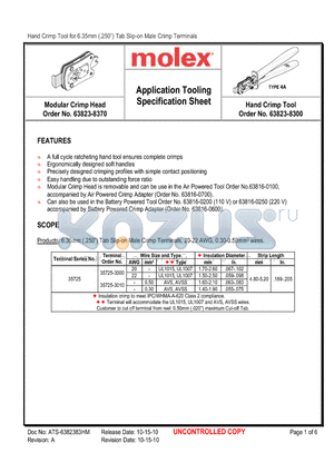 0638238375 datasheet - Application Tooling Specification Sheet