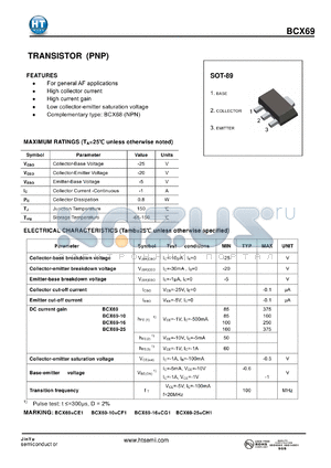 BCX69 datasheet - TRANSISTOR (PNP)