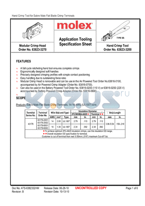 0638233270 datasheet - Application Tooling Specification Sheet