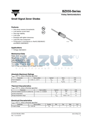 BZX55B39 datasheet - Small Signal Zener Diodes