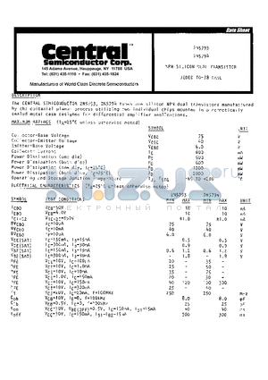 2N5793 datasheet - NPN SILICON DUAL TRANSISTOR