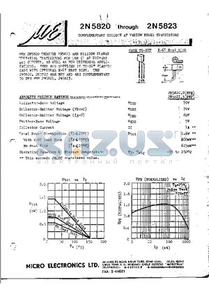 2N5822 datasheet - COMPLEMENTARY SILICON AF MEDIUM POWER TRANSISTORS