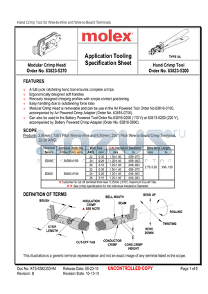 0638235375 datasheet - Application Tooling Specification Sheet