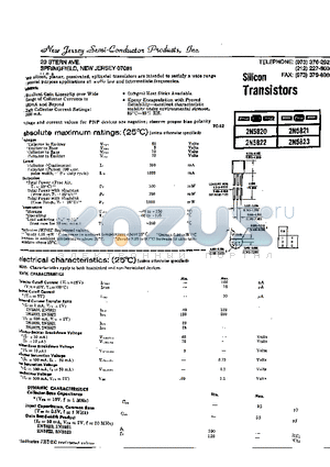 2N5820 datasheet - SILICON TRANSISTORS