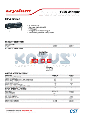 DPAXX19 datasheet - 16 Pin DIP SSR