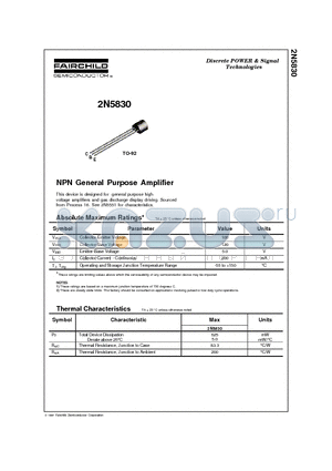 2N5830_01 datasheet - NPN General Purpose Amplifier