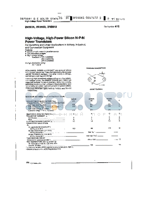 2N5838 datasheet - HIGH-VOLTAGE, HIGH-POWER SILICON N-P-N POWER TRANSISTORS