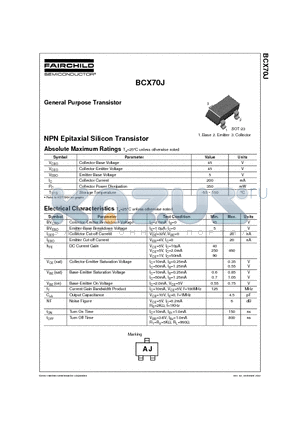 BCX70J datasheet - General Purpose Transistor
