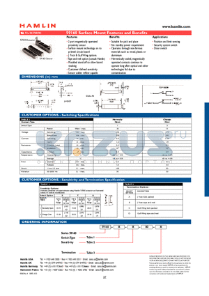 59160-1-S-00-B datasheet - Surface Mount Features and Benefits