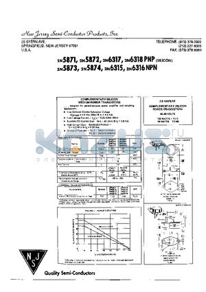 2N5873 datasheet - COMPLEMENTARY SILICON POWER TRANSISTORS