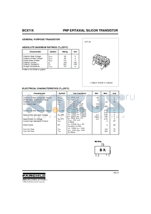 BCX71K datasheet - PNP EPITAXIAL SILICON TRANSISTOR