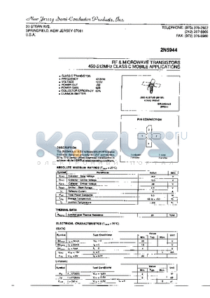 2N5944 datasheet - RF&MIROWAVE TRANSISTORS