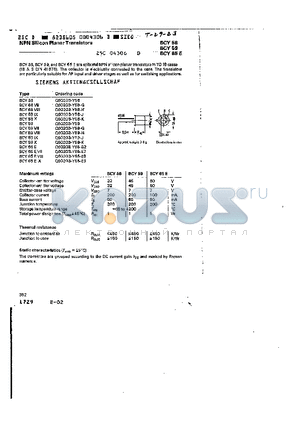 BCY58 datasheet - npn silicon planar transistors