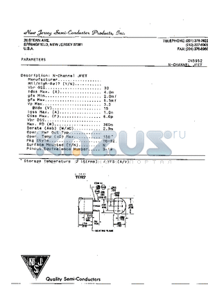 2N5952 datasheet - N-CHANNEL JFET