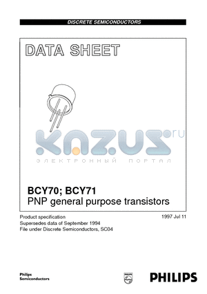 BCY70 datasheet - PNP general purpose transistors