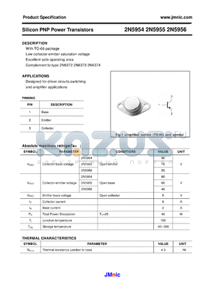 2N5955 datasheet - Silicon PNP Power Transistors