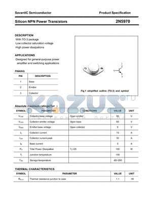 2N5970 datasheet - Silicon NPN Power Transistors