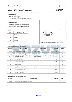 2N5970 datasheet - Silicon NPN Power Transistors