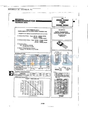 2N5988 datasheet - 12 AMPERE POWER TRANSISTORS COMPLEMENTARY SILICON