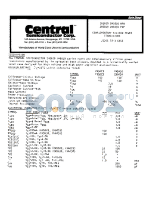 2N6029 datasheet - COMPLEMENTARY SILICON POWER TRANSISTORS