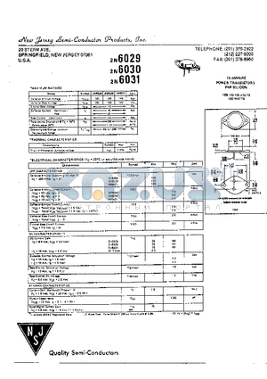 2N6029 datasheet - POWER TRANSISTORSS PNP SILICON