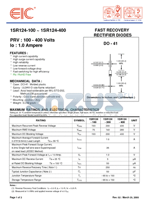 1SR124-100 datasheet - FAST RECOVERY RECTIFIER DIODES